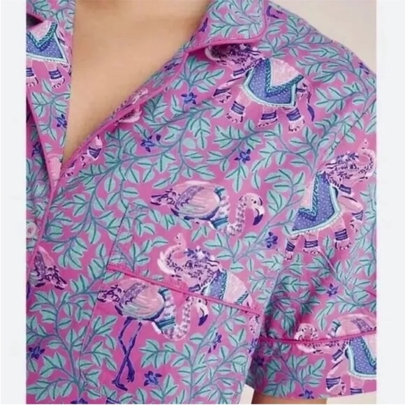 Printfresh Other - PRINTFRESH Pink Flamingo Short Sleeves & Pants Pajama Set 1X Anthropologie PJ